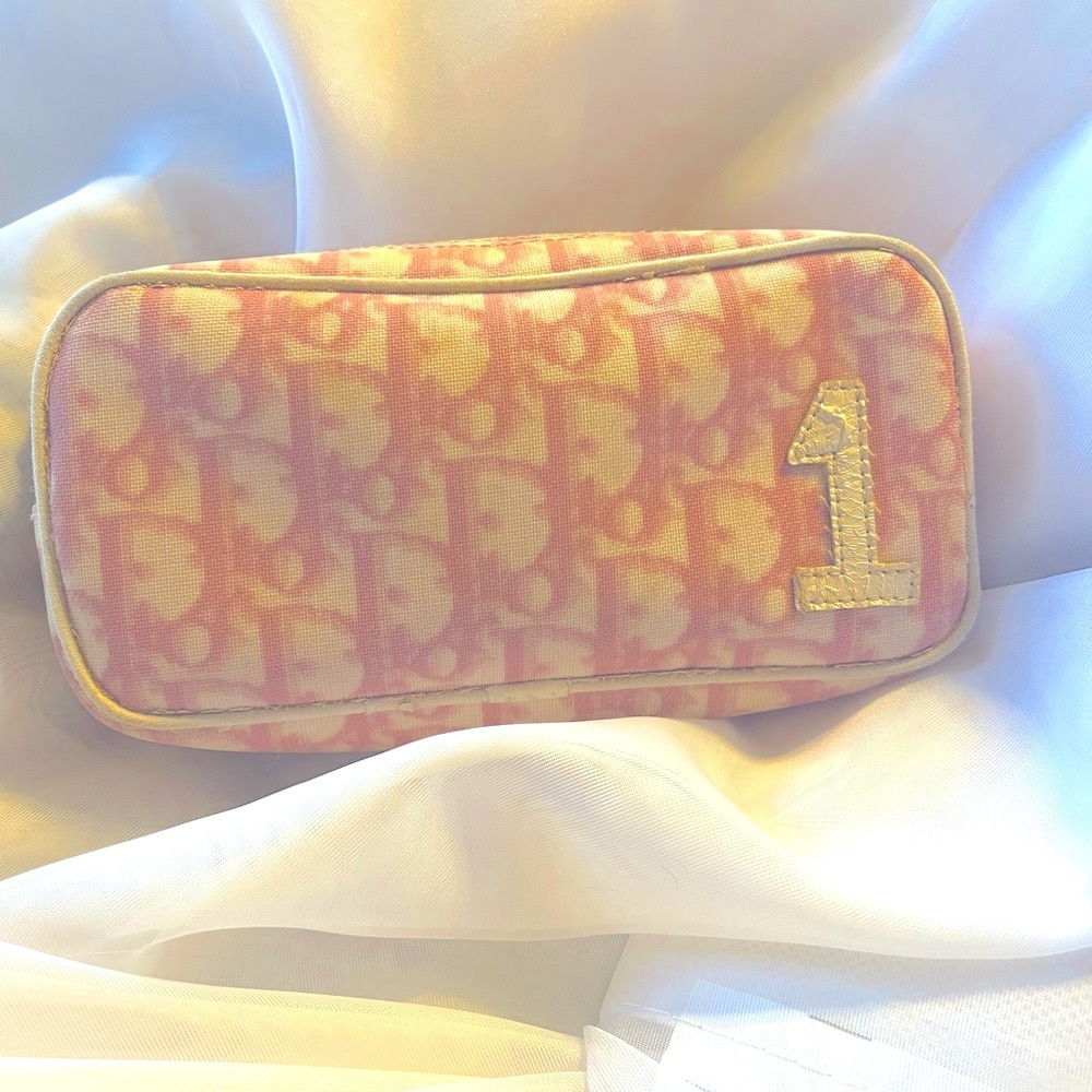Dior Pink and Yellow Monogram Canvas Pouch